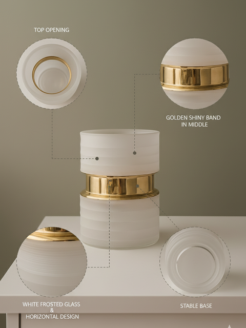 Minimal White & Gold Floral Vase