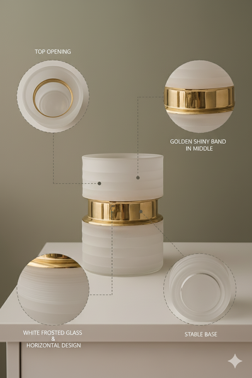 Minimal White & Gold Floral Vase