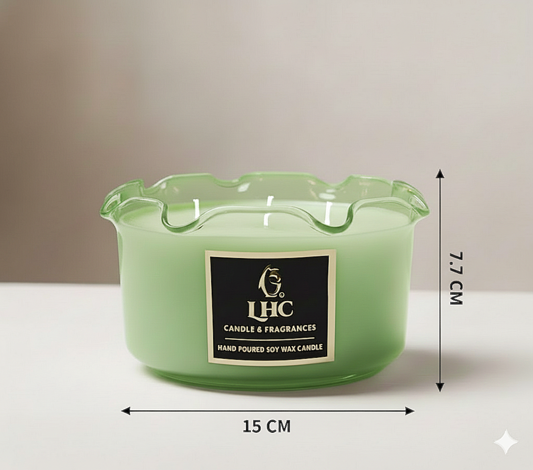 Luxury Green Glass Soy Wax Candle (3-Wick)