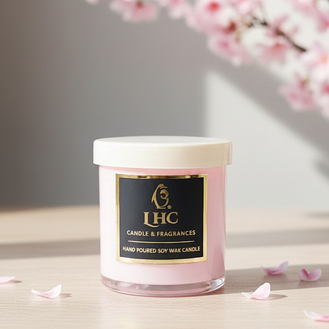 Blush Blossom – Luxury Soy Wax Candle With White Glass Lid (Pink)