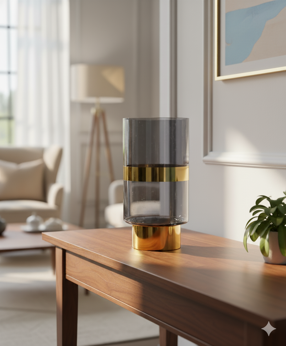 Luxe Gold Band Glass Flower Vase