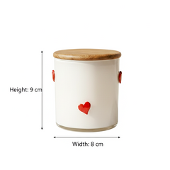 Heart-Detail Glass Soy Wax Candle With Natural Airtight Wooden Lid (White)