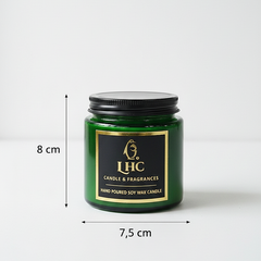 Luxury Golden Brush Stroke Patterned Soy Wax Candle With Black Metal Lid (Green)