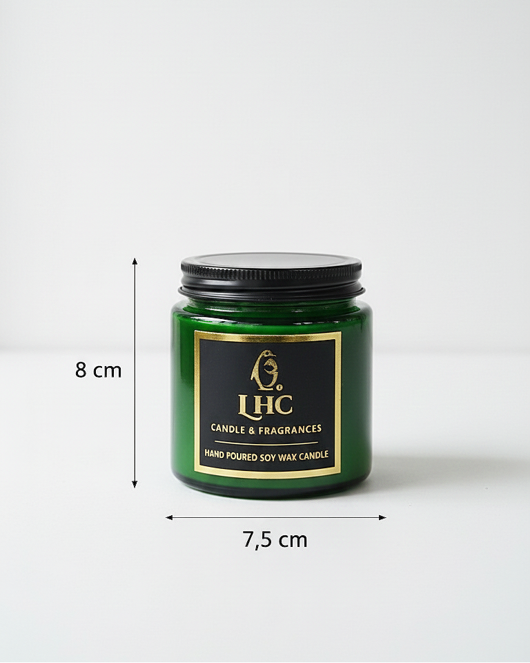 Luxury Golden Brush Stroke Patterned Soy Wax Candle With Black Metal Lid (Green)