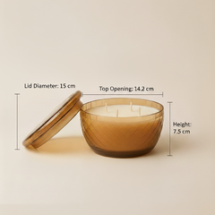 Luxury Etched Amber Glass Multi-Wick Candle With Lid (Amber)