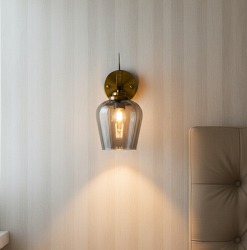 Antique Brass Bell Wall Sconce