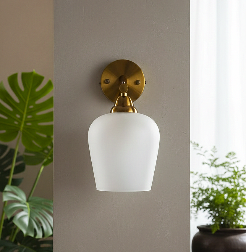 Brass Aura Frosted Wall Sconce