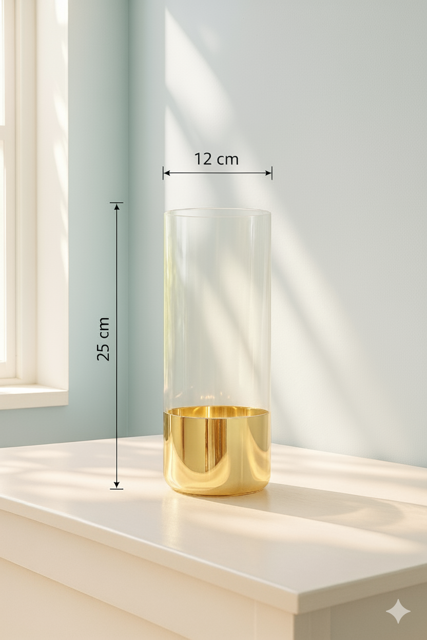 Aurora Bloom Gold-Base Glass Vase