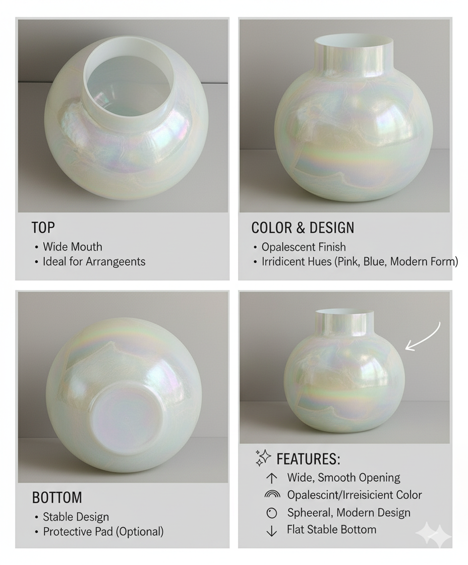 Aurora Pearl Iridescent Glass Vase