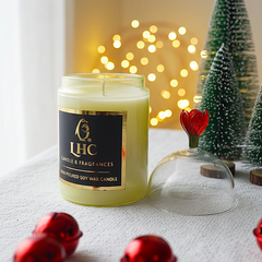 Festive Glass Dome Soy Wax Candle Topped With Red Rose
