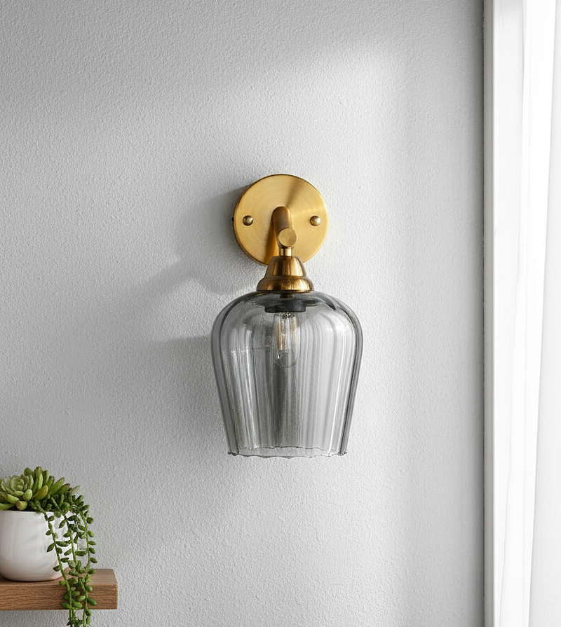 Brass Finish Clear Glass Wall Sconce