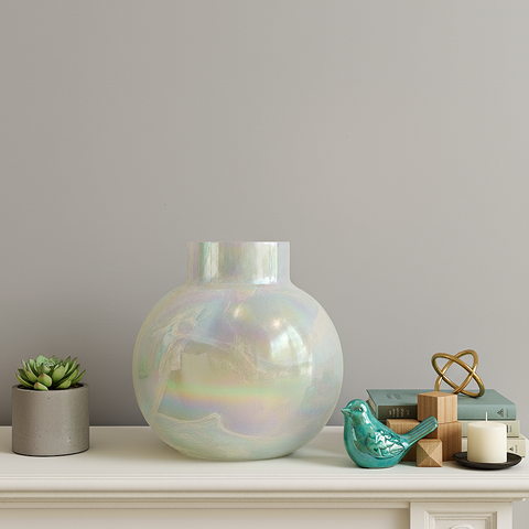 Aurora Pearl Iridescent Glass Vase [white]