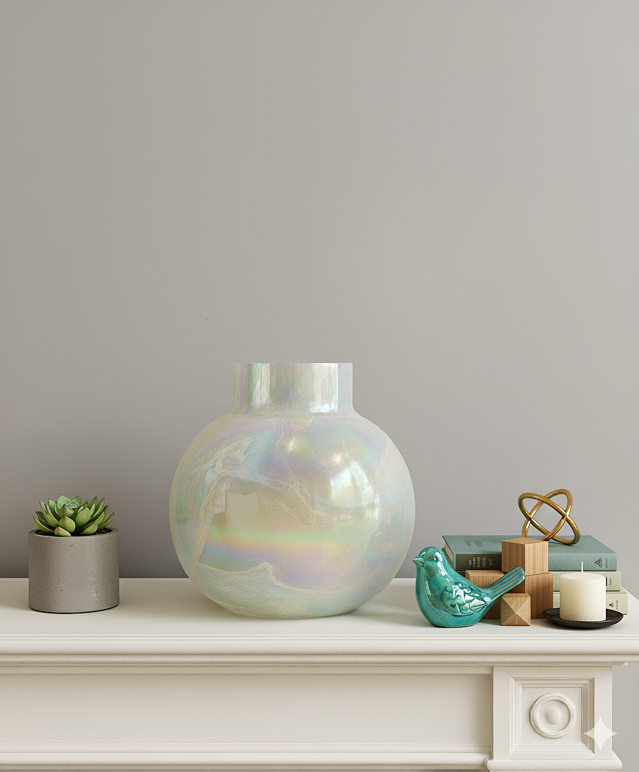Aurora Pearl Iridescent Glass Vase