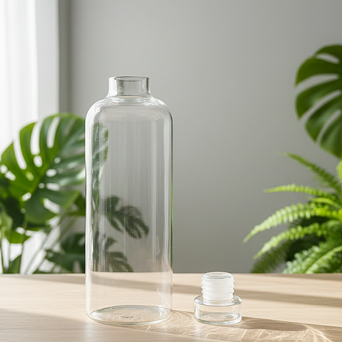 Clear Glass Drinking Bottle with Glass Airtight Lid – Freshness in Every Pour