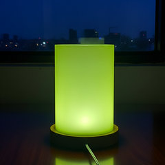 Modern Frosted Green Ambient Table Lamp With Wooden Base (Green)