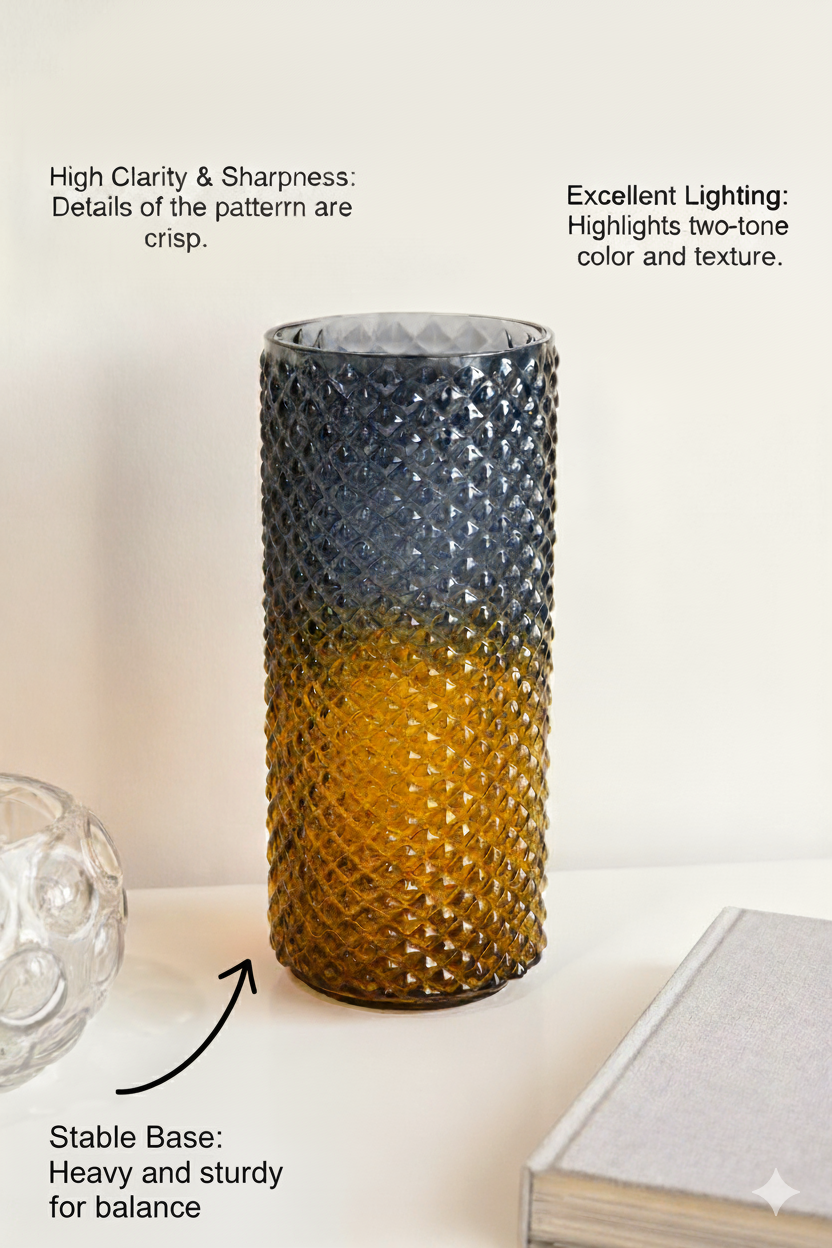 Midnight Amber Textured Glass Vase