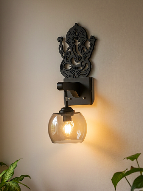 Ganesha-Inspired Decorative Wall Light (Dark)
