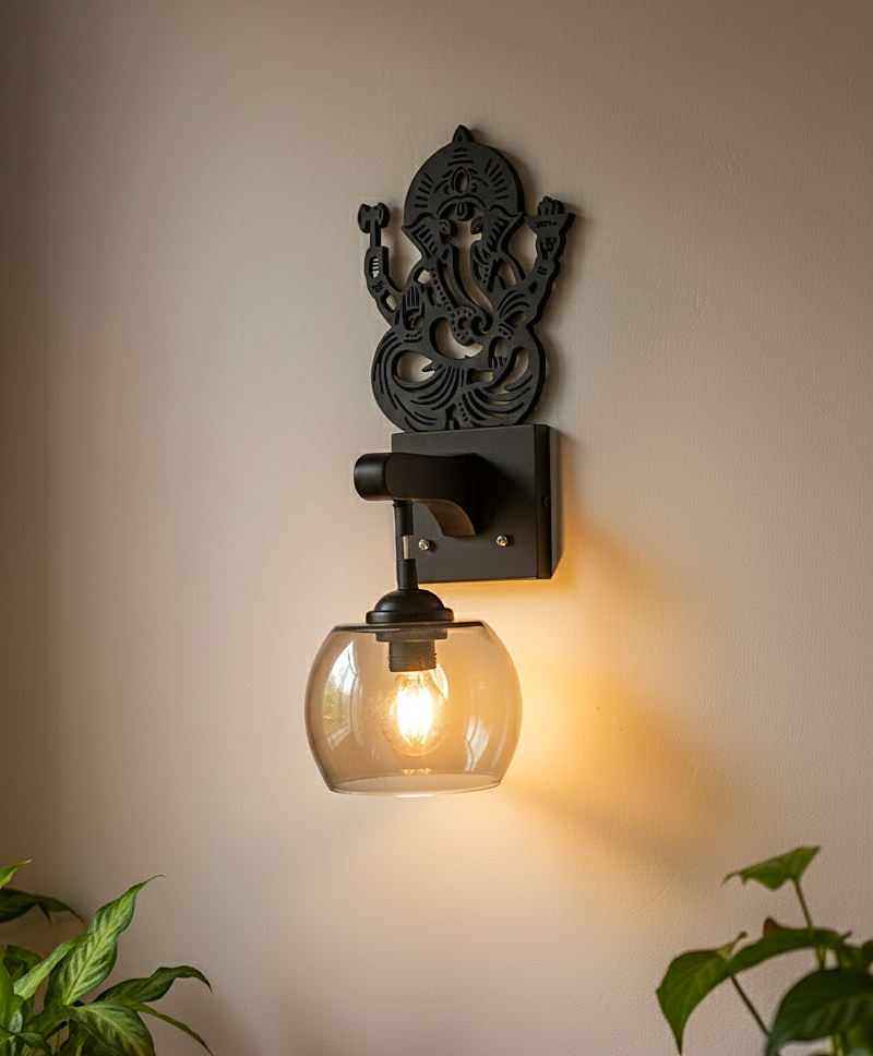 Ganesha-Inspired Decorative Wall Light (Dark)