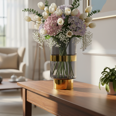 Luxe Gold Band Glass Flower Vase