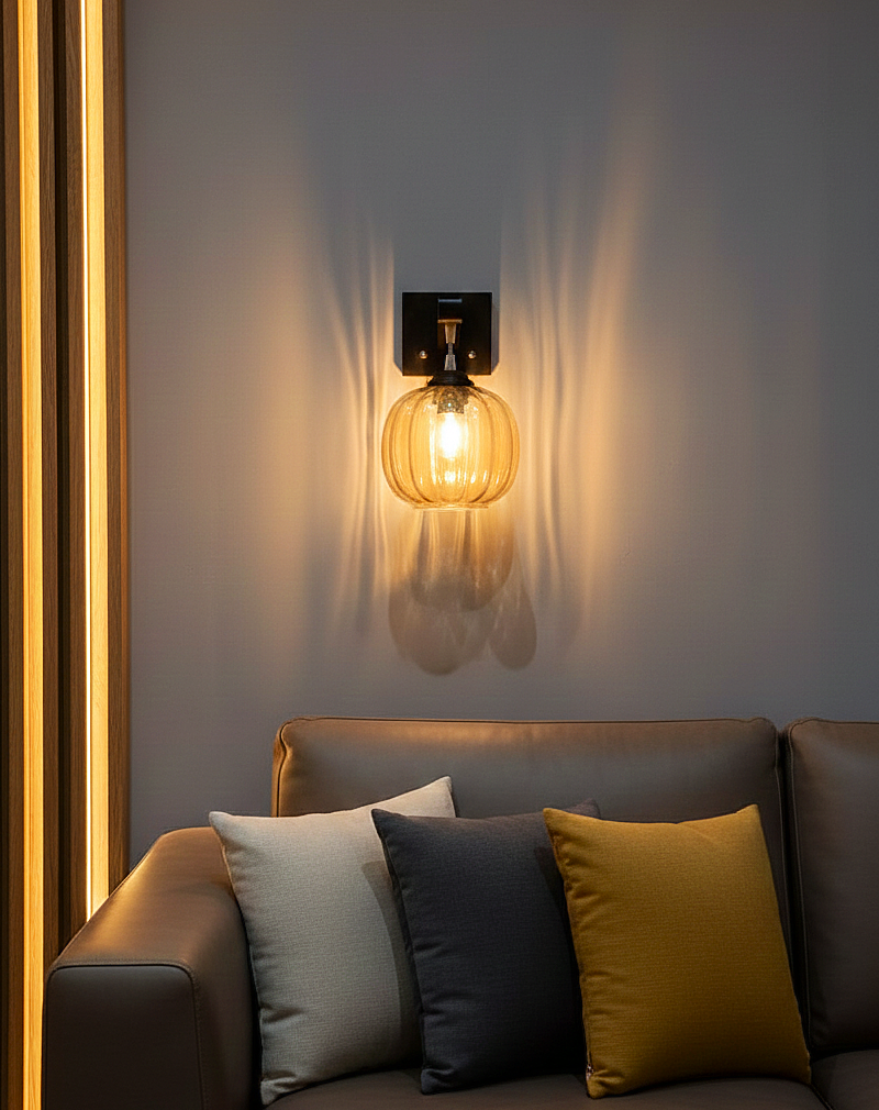 Amber Globe Wall Sconce