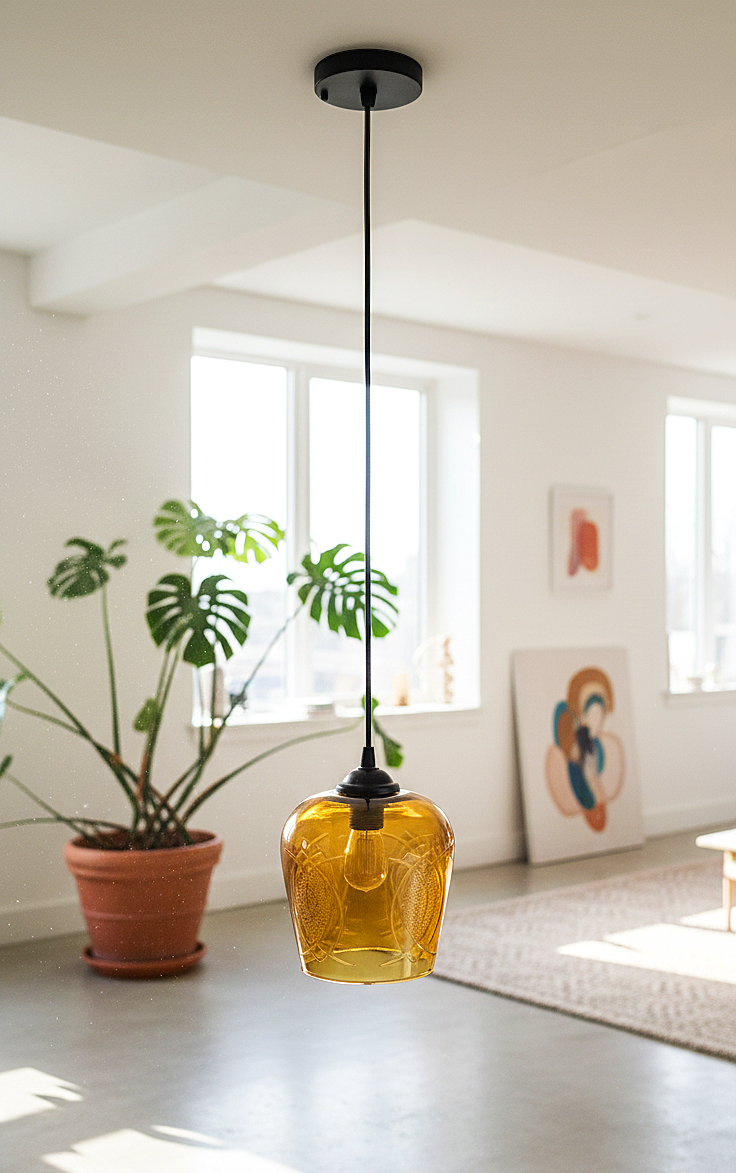 Amber Glass Pendant Hanging Light