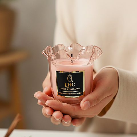 Luxury Blush Pink Glass Soy Wax Candle
