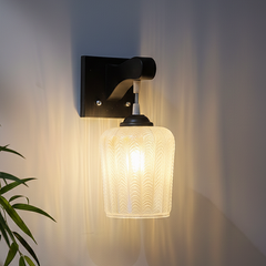 Leaf Textured White Glass Wall Lamp – Rainbow Shine Glass