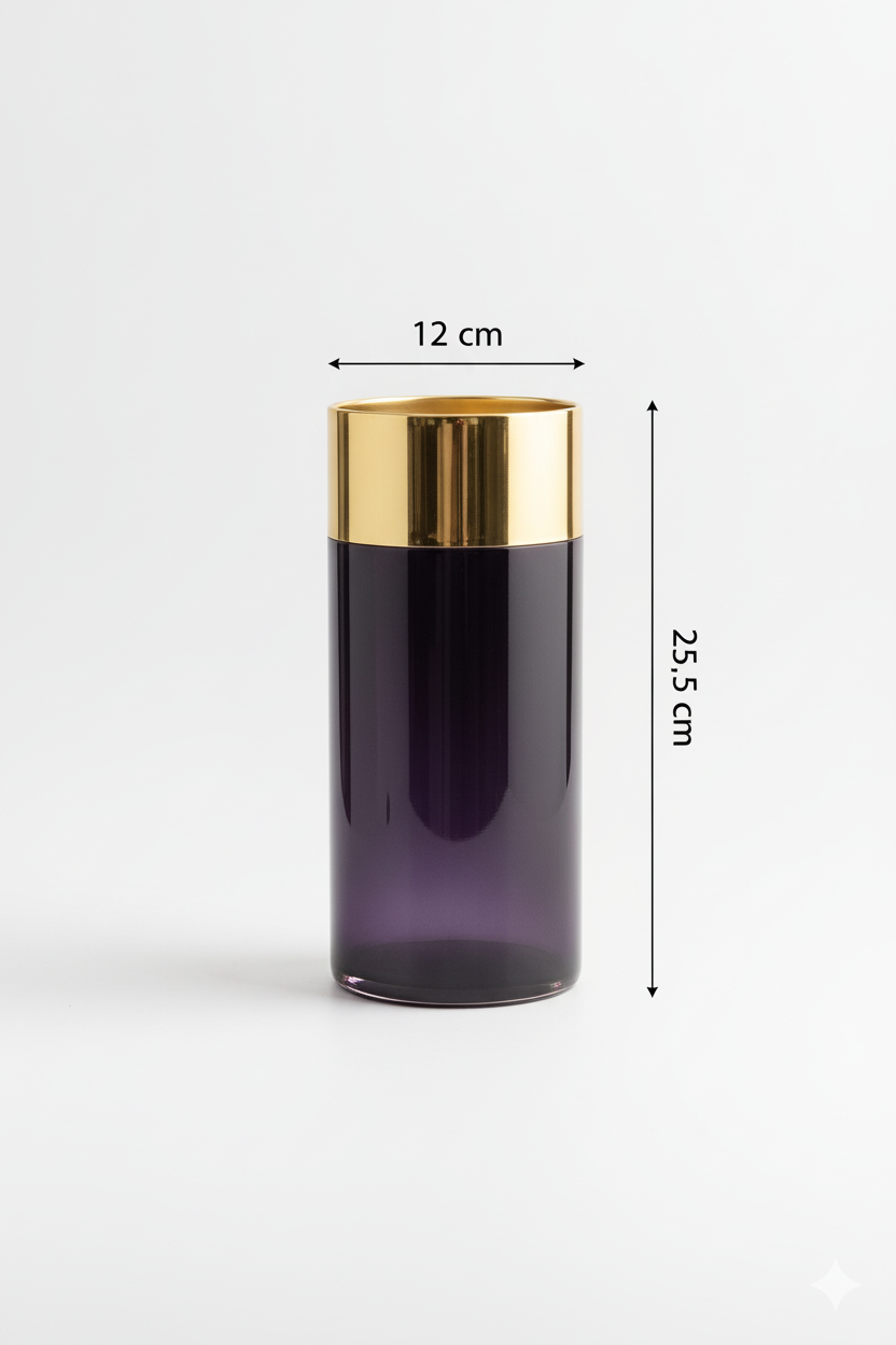 Black & Gold Luxe Cylinder Vase