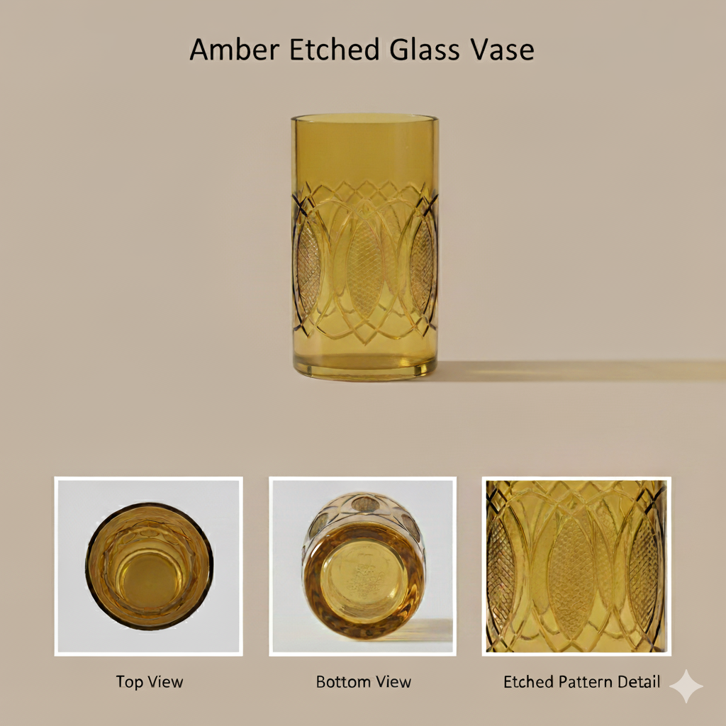 Golden Aura Cutwork Glass Vase