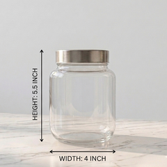 Premium Glass Spice and Pickle Jar Set of 2 – 1000ml Clear Storage Canisters with Airtight Stainless Steel Lids – Perfect for Kitchen Counter, Pantry Organization, Pickling, and Spices