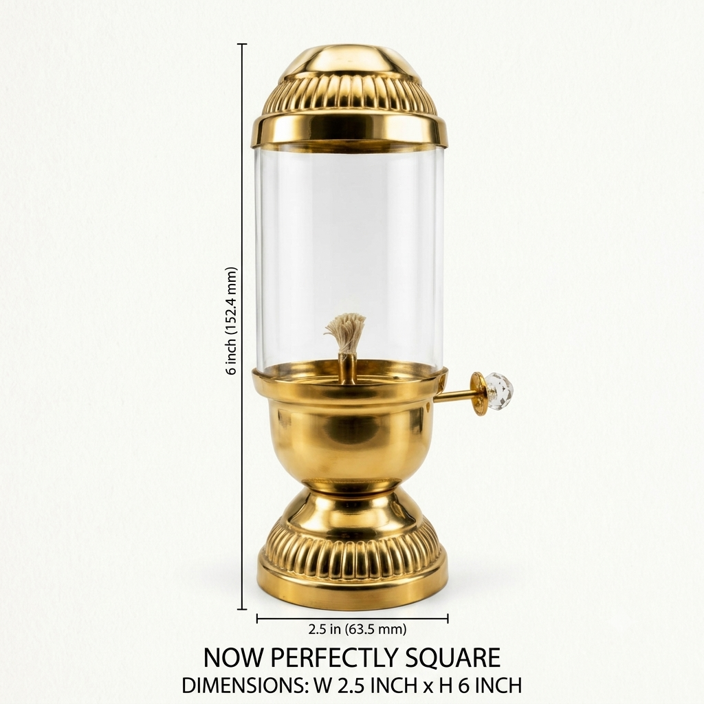 Premium Brass Akhand Diya with Glass Chimney and Adjustable Wick Knob
