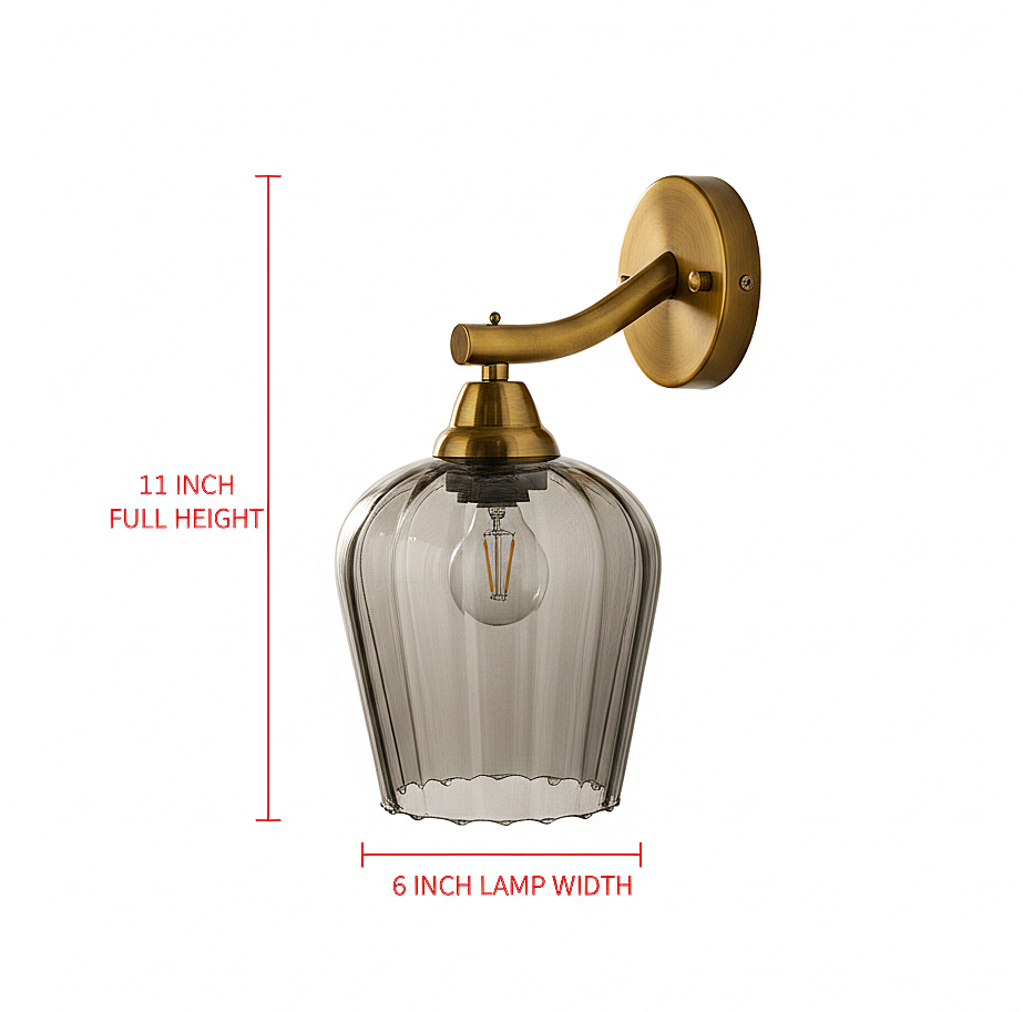 Brass Finish Clear Glass Wall Sconce