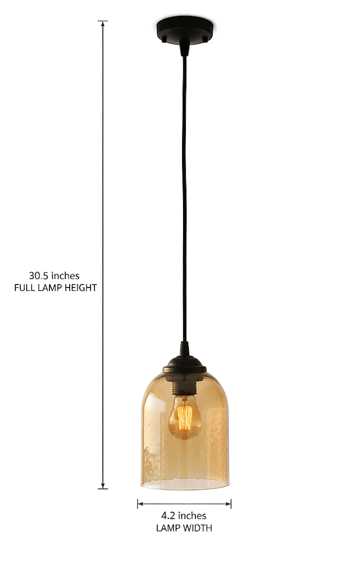 Warm Lustrous Hammered Glass Hanging Pendant Lamp ( Brown)