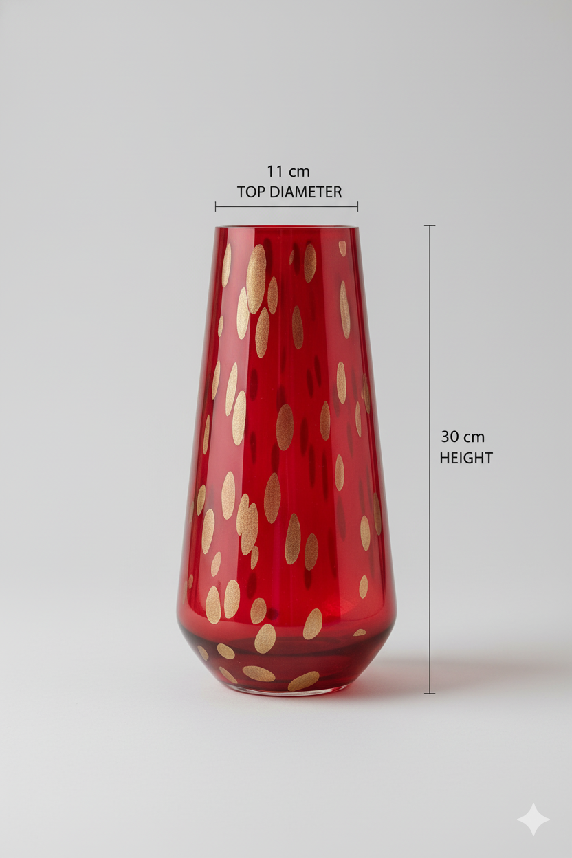 Elegant Red Glass Floral Vase