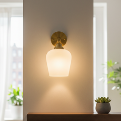 Brass Aura Frosted White Glimmer Wall Lamp