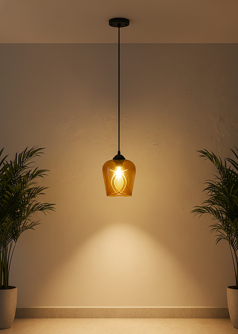 Amber Glass Pendant Hanging Light