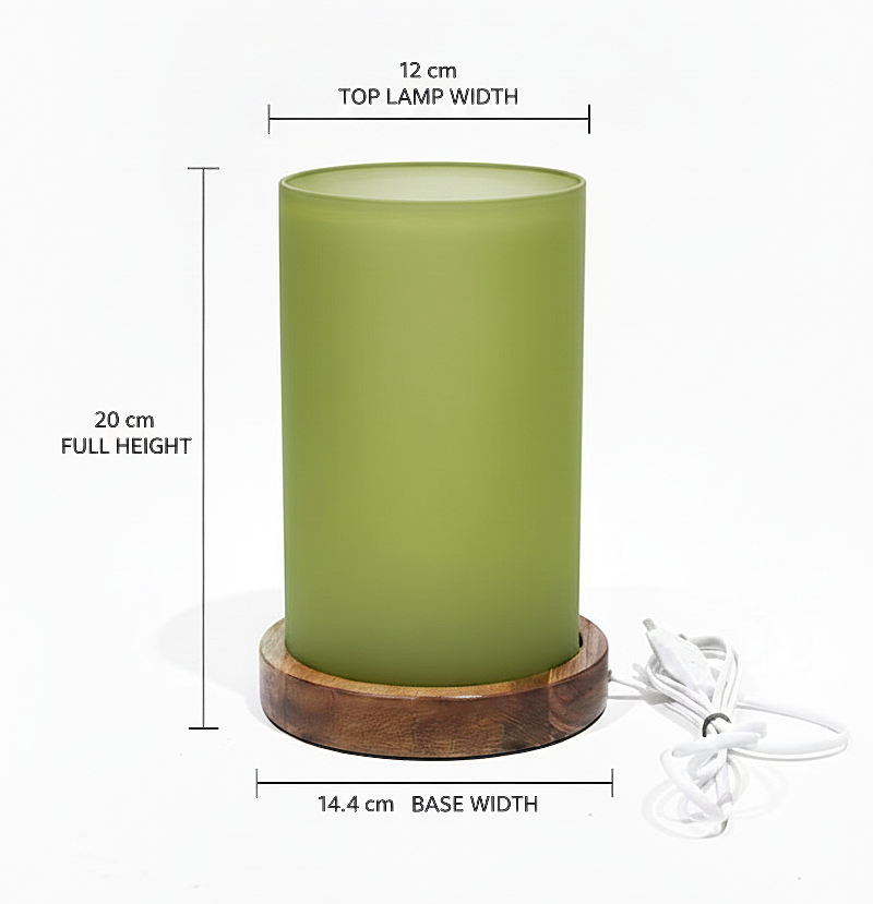 Modern Frosted Green Ambient Table Lamp With Wooden Base (Green)