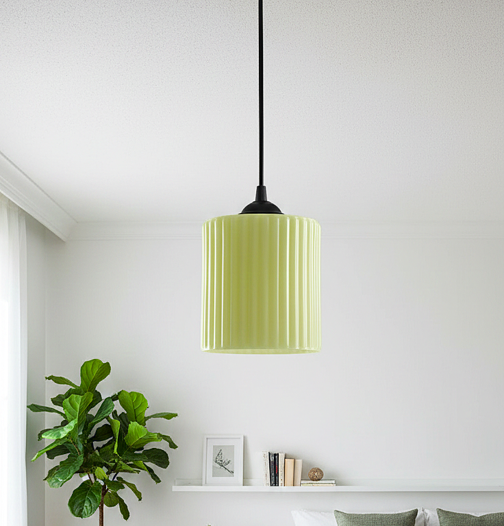 Ribbed Amber Glass Wall Sconce – Matte Black Base