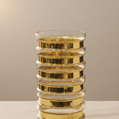 Aurora Gold Horizontally Ribbed Glass Vase