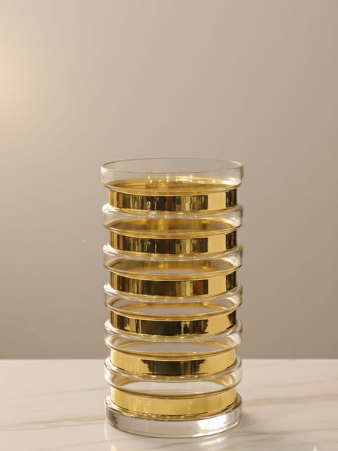 Aurora Gold Ribbed Glass Vase