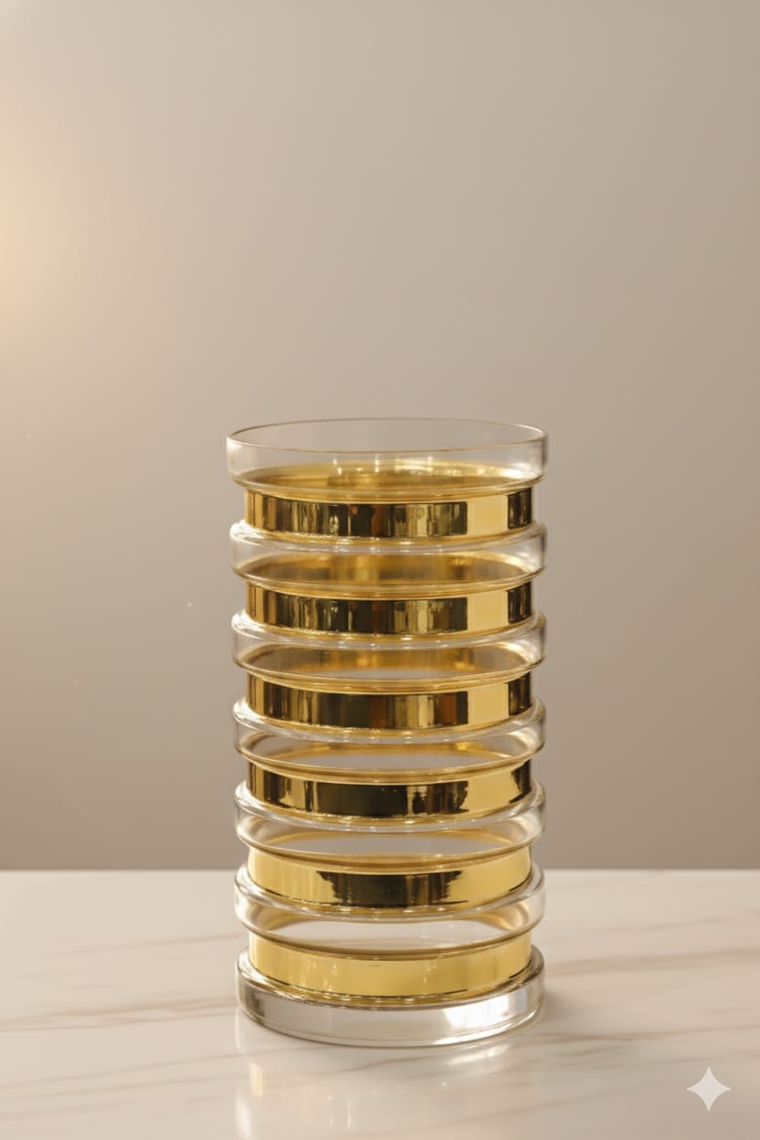Aurora Gold Ribbed Glass Vase