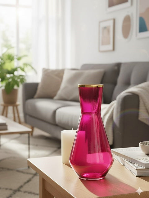 Blush Bloom Gold-Rim Glass Vase