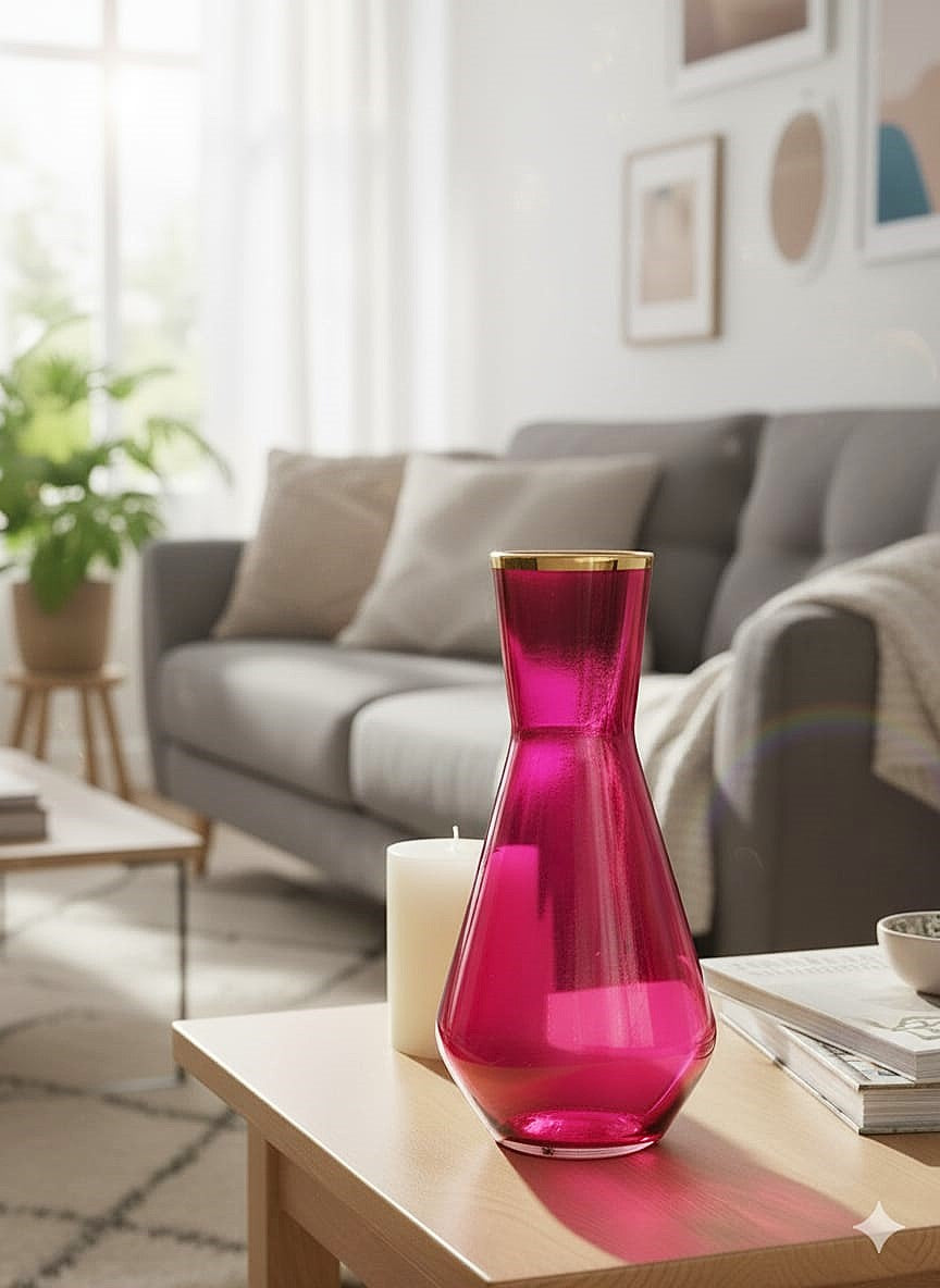 Blush Bloom Gold-Rim Glass Vase
