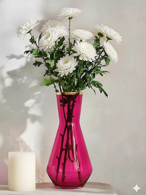 Blush Bloom Gold-Rim Glass Vase