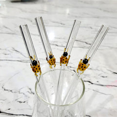 Ladybug Glass Stirrer Set – Handcrafted Decorative Drink Stirrers