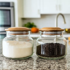Airtight Glass Snack Jars with Wooden Lids (Set of 2)