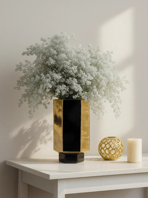 Regal Noir & Gold Statement Vase