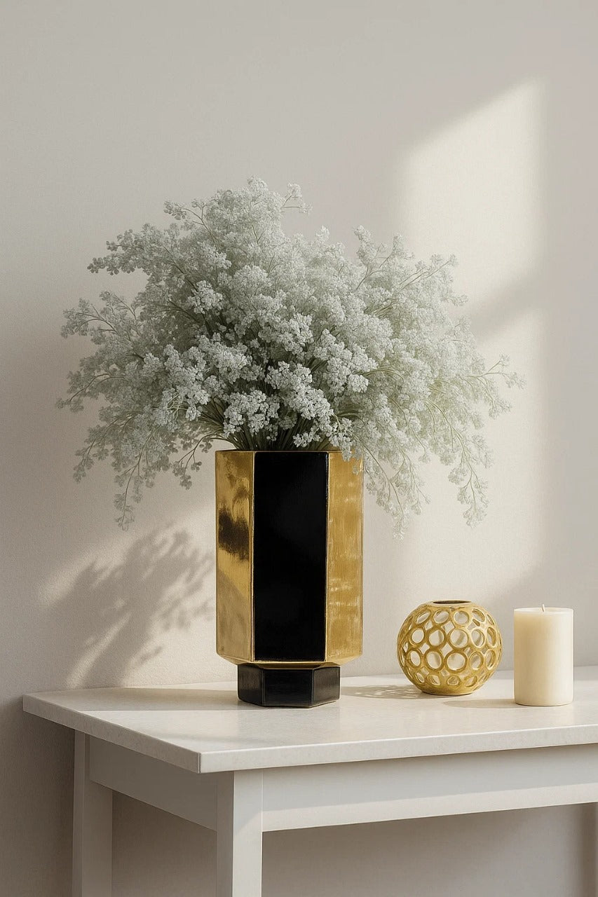 Regal Noir & Gold Statement Vase