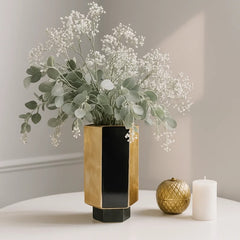 Regal Noir & Gold Statement Vase