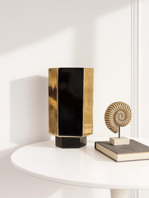 Regal Noir & Gold Statement Vase